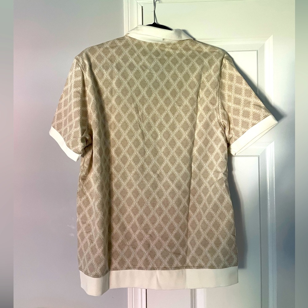 NWT Alfani men’s polo shirt in tan and white
